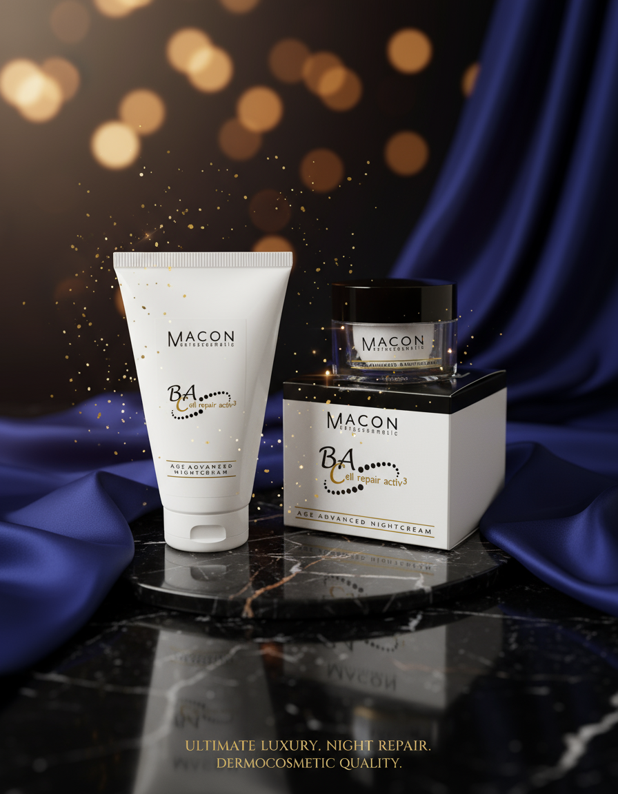 Macon BA Cell Repair activ³ Age Advanced Nachtcreme – dermatologisch getestete Nachtpflege mit marinen Extrakten und Antioxidantien für reife Haut