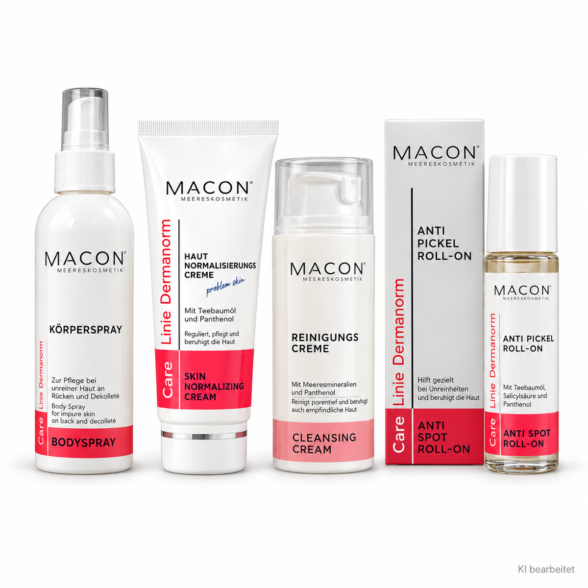 MACON Dermanorm Klärendes Balance-Set auf weißem Hintergrund