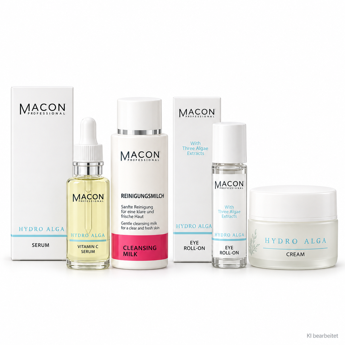 MACON Hydro Alga Feuchtigkeits-Set auf weißem Hintergrund