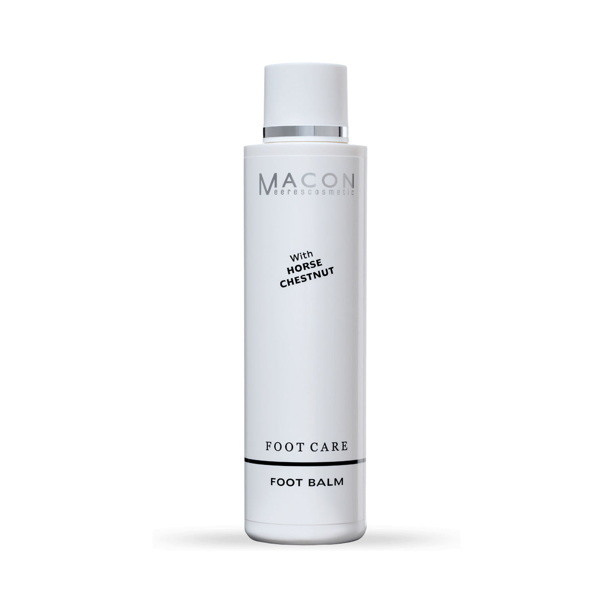 Macon Foot Care Fuß- und Beinbalsam mit Algenextrakt auf weißem Hintergrund – vollständige Produktansicht