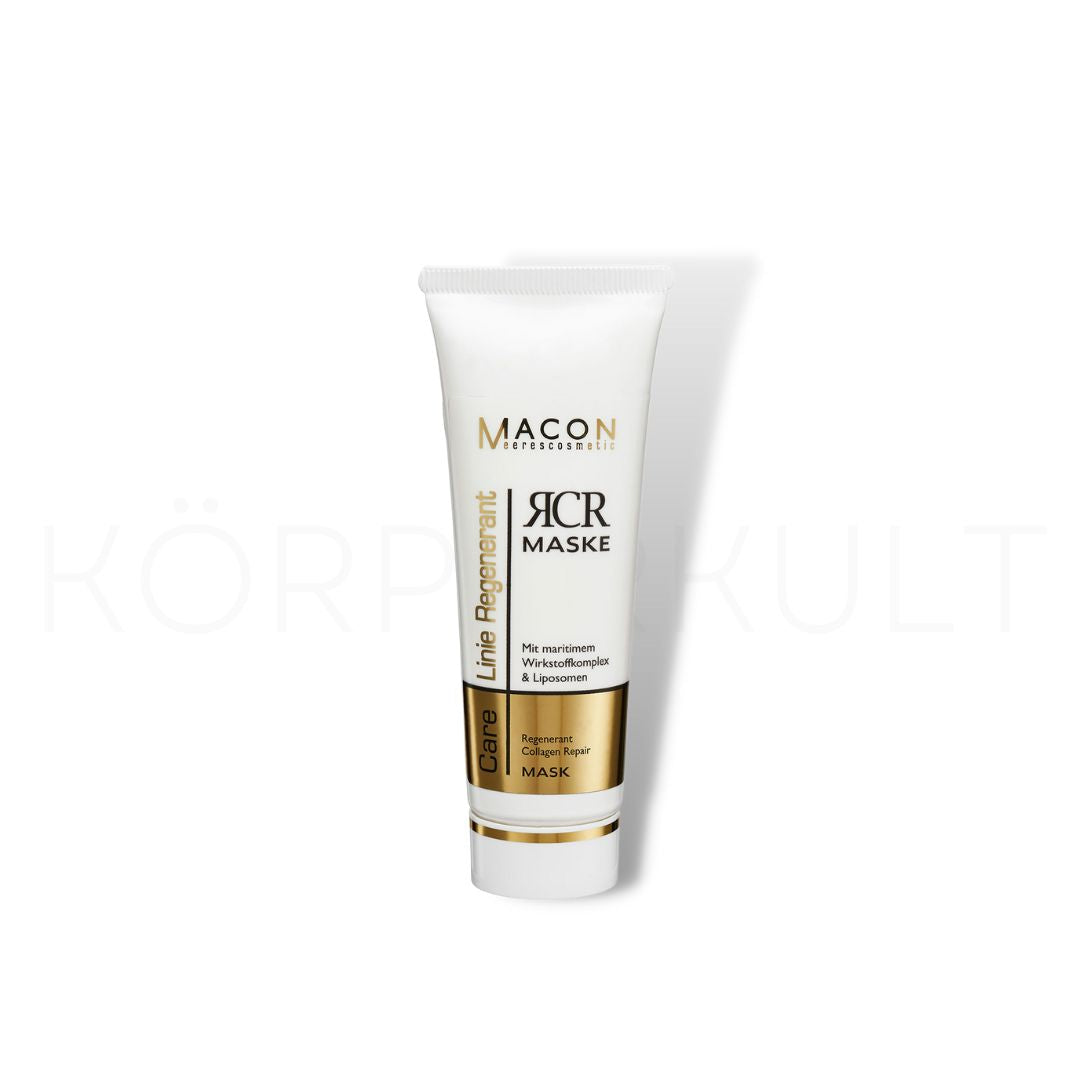Produktabbildung der Macon Meerescosmetic RCR Regenerant Collagen Repair Maske: Hochwertige, cremige Anti-Aging-Maske in einer 50 ml Tube, die für glattere und jugendlichere Haut sorgt.