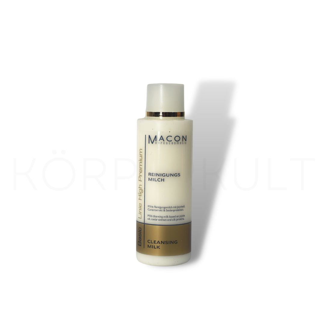 Flasche der 200 ml Reinigungsmilch, ideal für die gründliche und pflegende Reinigung reifer Haut mit Jojobaöl und Caviarextrakt.