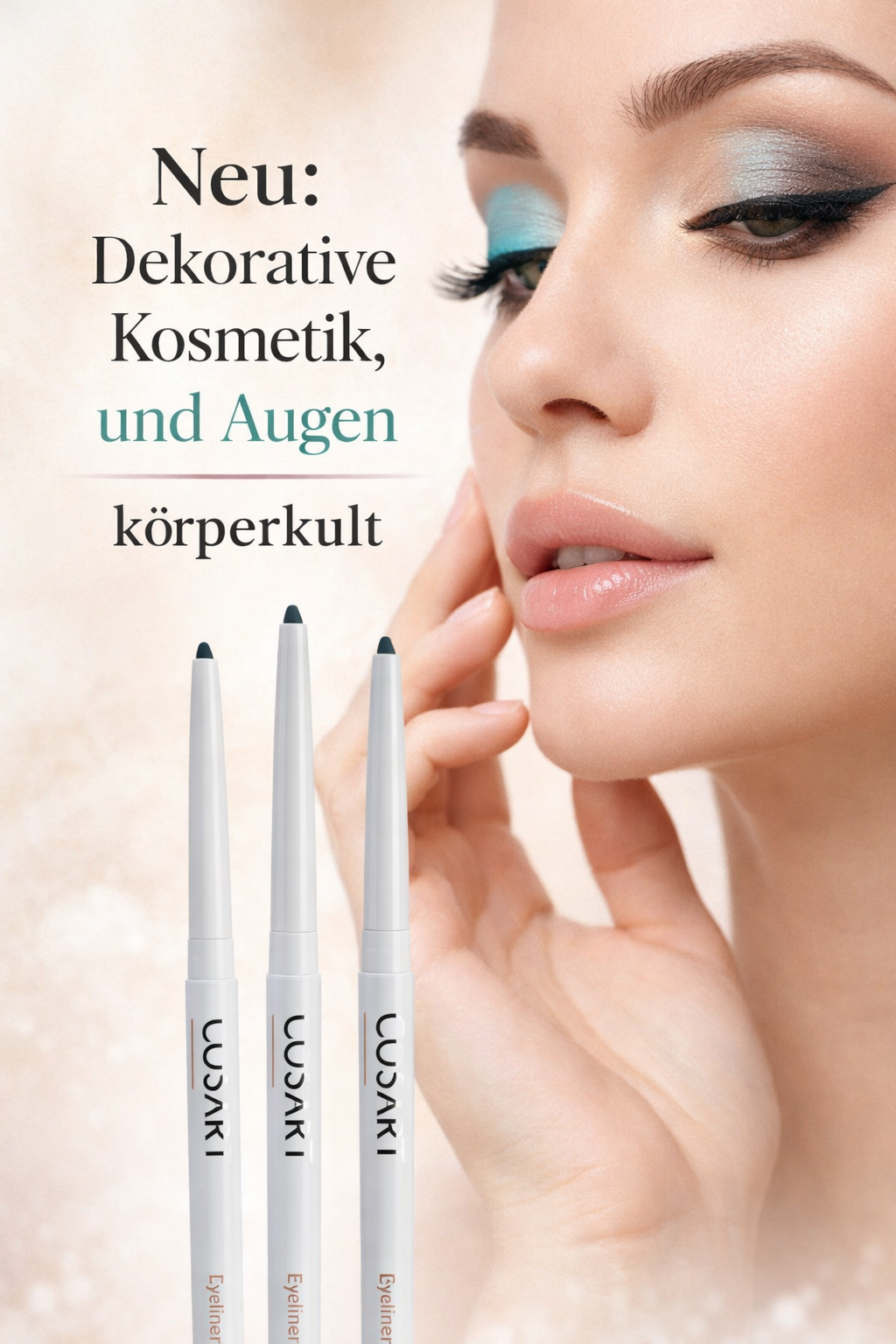 CosArt Eyeliner und aufgetragenes Augen-Make-up