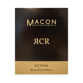 MACON RCR Ectoin Geschenkbox – schwarze Geschenkbox mit goldenem Band auf weißem Hintergrund