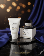 Macon BA Cell Repair activ³ Age Advanced Nachtcreme – dermatologisch getestete Nachtpflege mit marinen Extrakten und Antioxidantien für reife Haut auf schwarzem Hintergrund