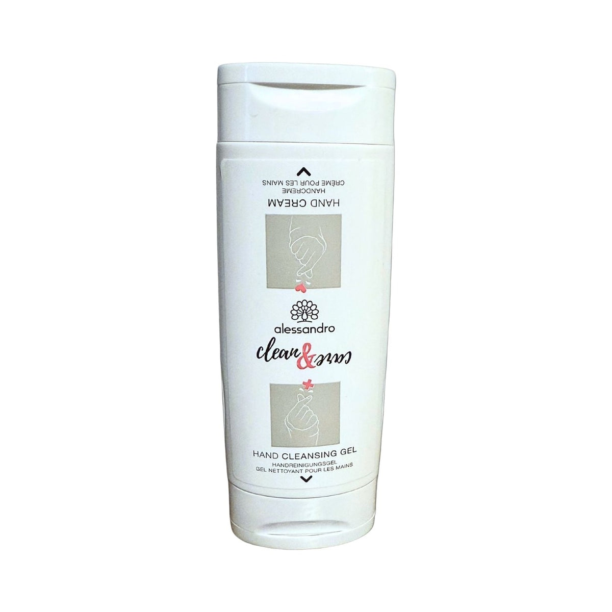 Alessandro Clear & Clean Hand Cleansing Gel & Handcreme-Set – Effektive Handpflege für unterwegs auf weißem Hintergrund – vollständige Produktansicht