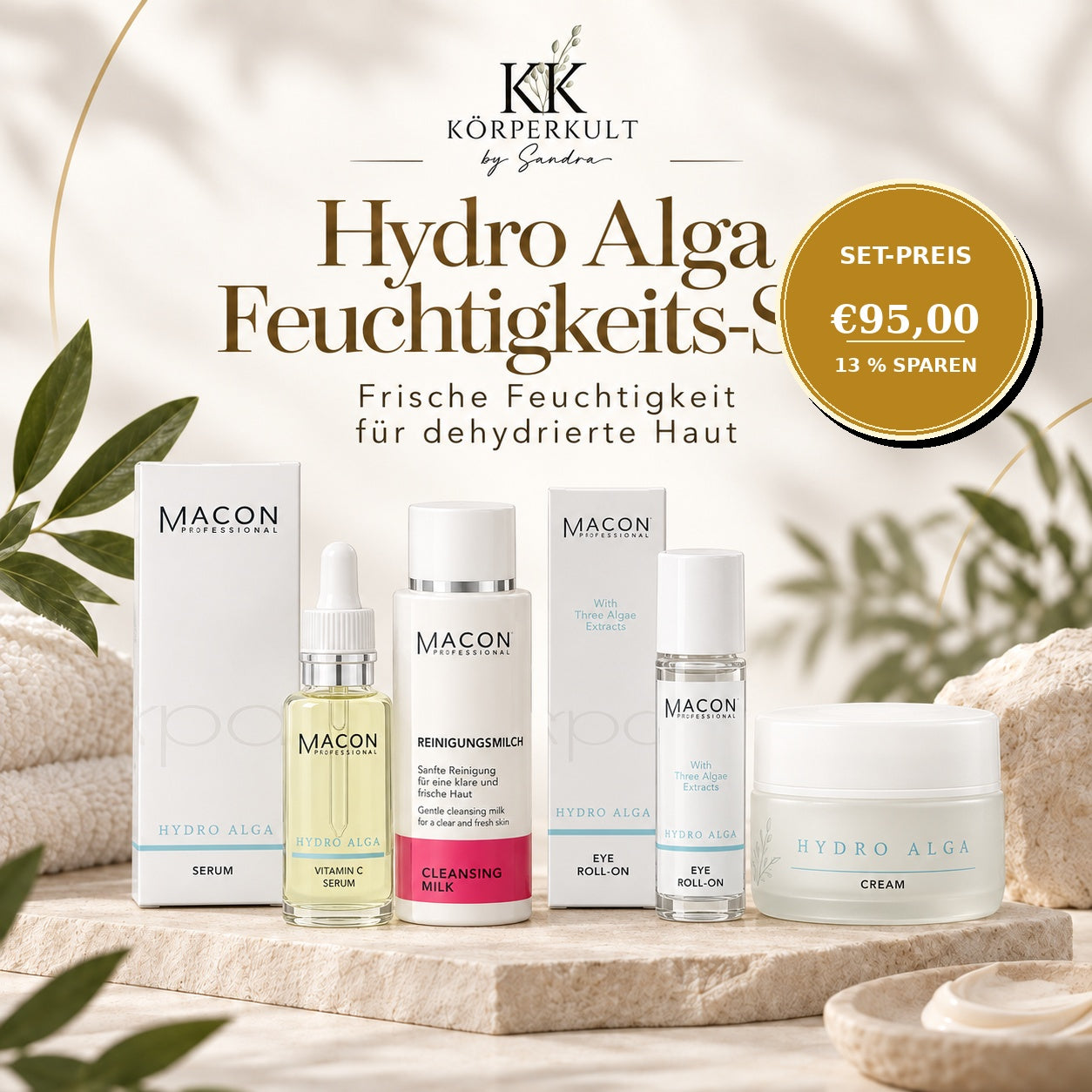 MACON Hydro Alga Feuchtigkeits-Set – 4 Originalprodukte, Setpreis 95 Euro