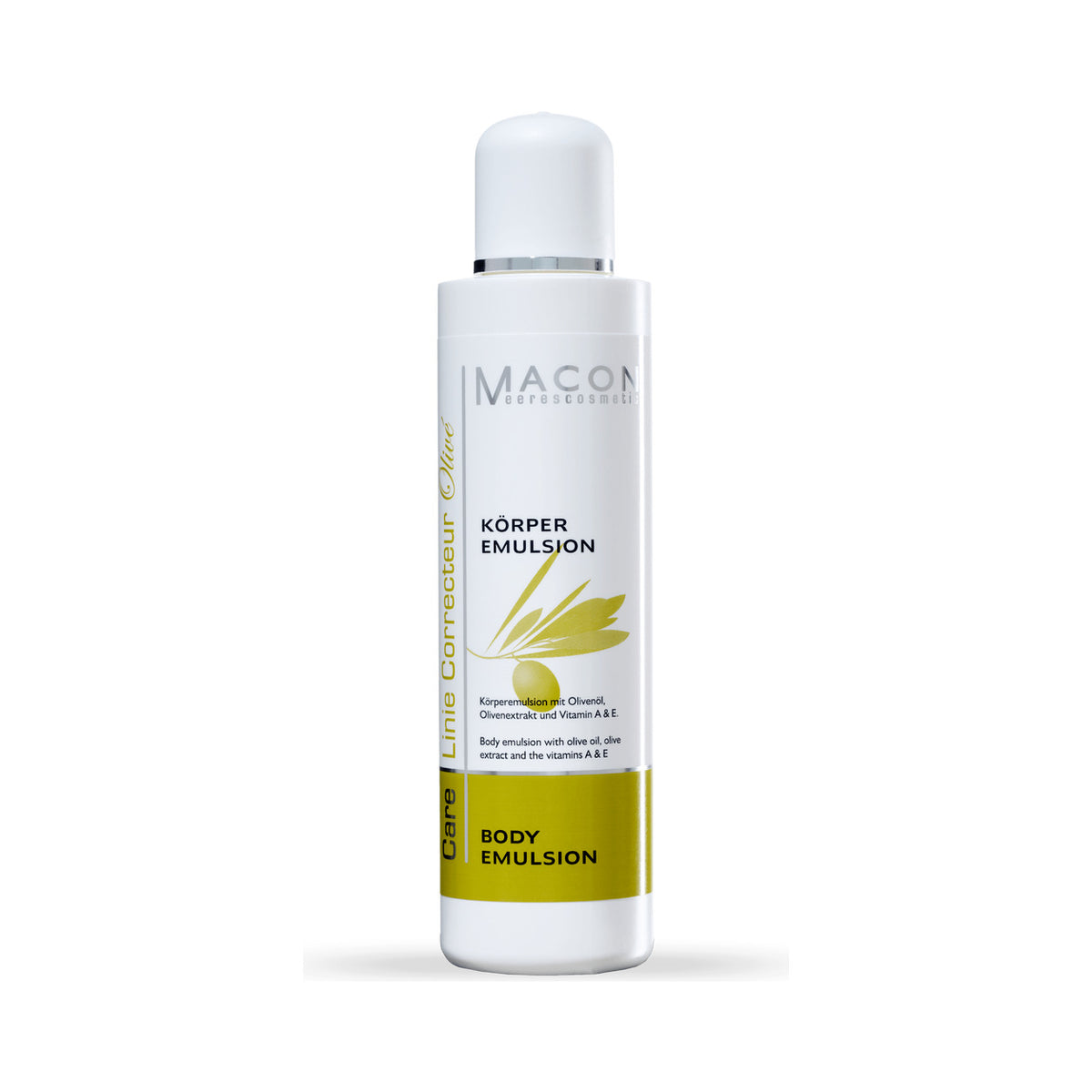 Macon Olivé Body Emulsion auf weißem Hintergrund – vollständige Produktansicht