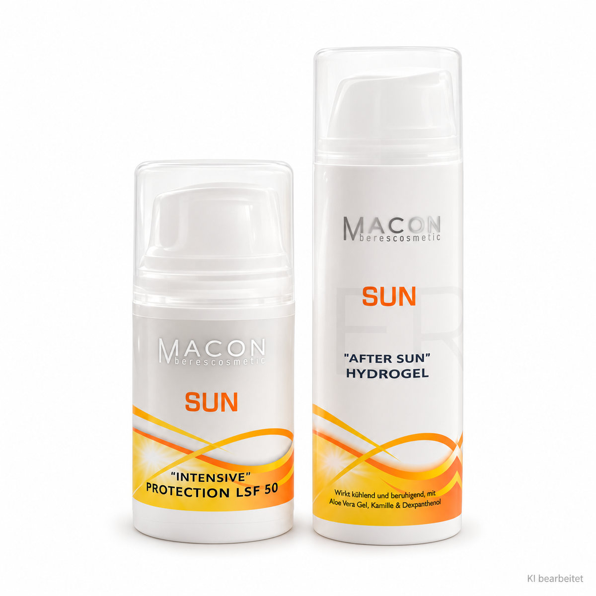 MACON Summer Bundle mit Sonnenschutz und After Sun auf weißem Hintergrund
