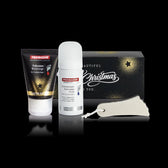 PEDIBAEHR Geschenkset Fußpflege Winter Edition 2026 mit Fußcreme, Cremeschaum und Bimsschwamm