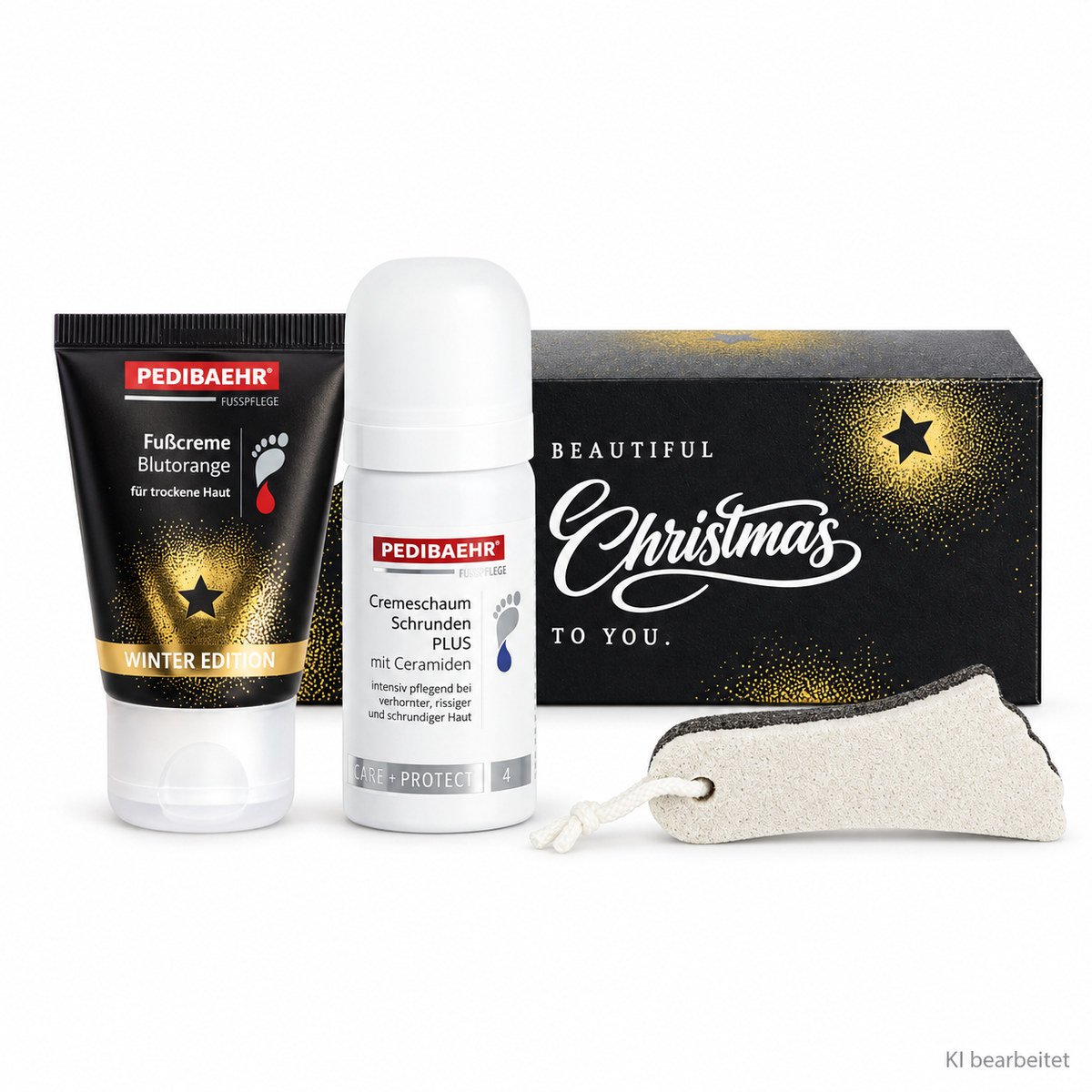 PEDIBAEHR Geschenkset Fußpflege Winter Edition 2026 auf weißem Hintergrund