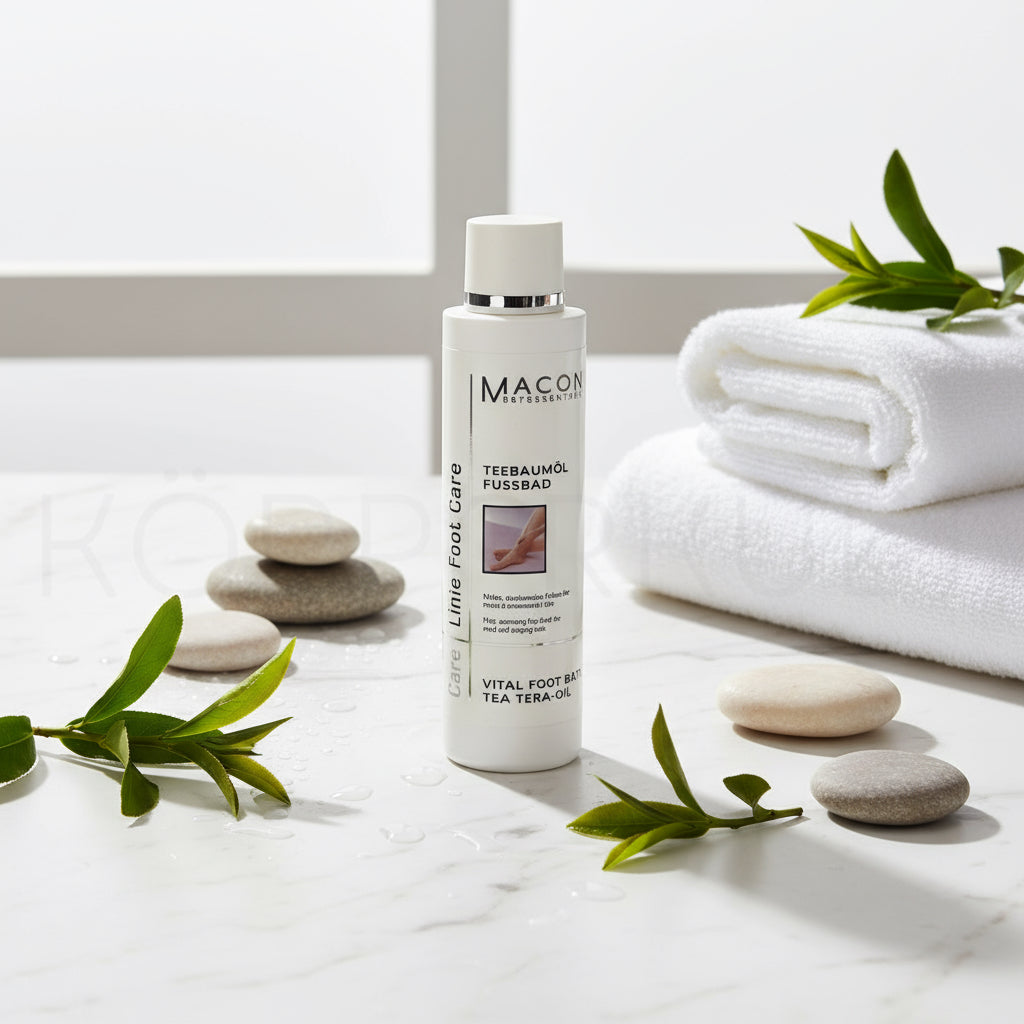 Macon Foot Care Teebaumöl Fußbad - Produktbild, pflegendes Fußbad für müde Füße, 250 ml