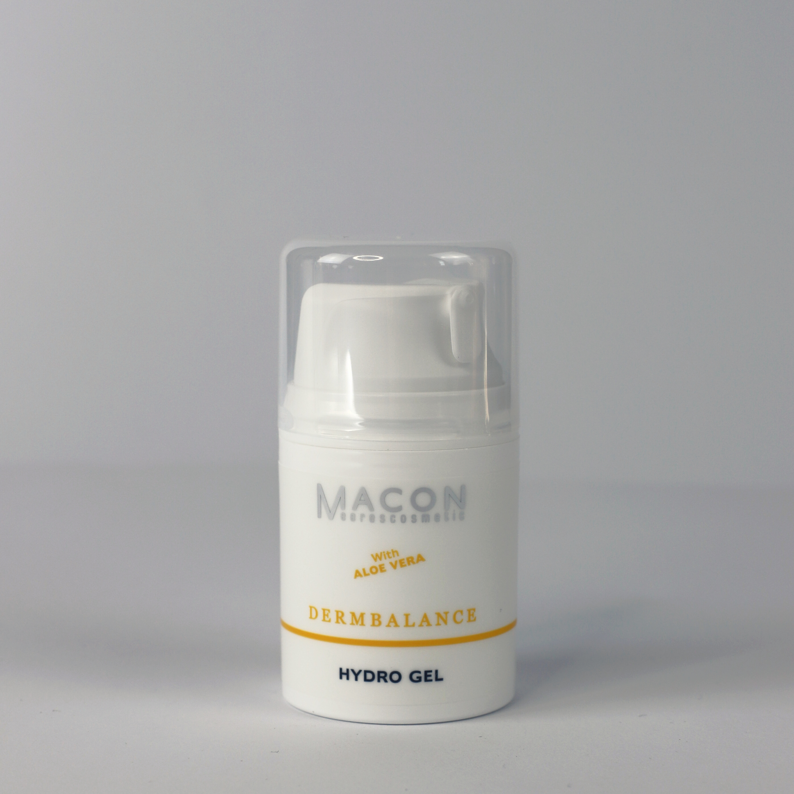 Macon Derm Balance Aloe Vera Feuchtigkeitsgel - Ansicht des Pumpspenders, feuchtigkeitsspendende Pflege